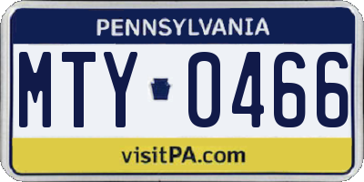 PA license plate MTY0466