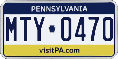 PA license plate MTY0470