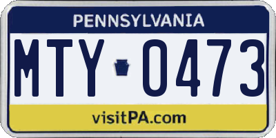 PA license plate MTY0473
