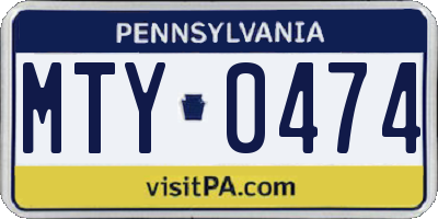 PA license plate MTY0474