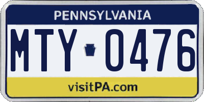 PA license plate MTY0476