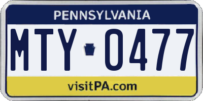 PA license plate MTY0477