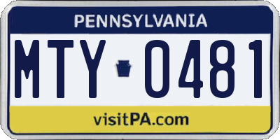 PA license plate MTY0481