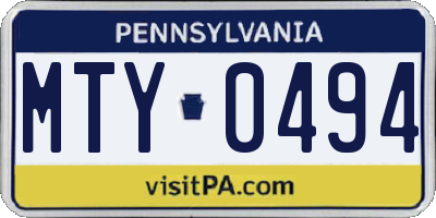 PA license plate MTY0494