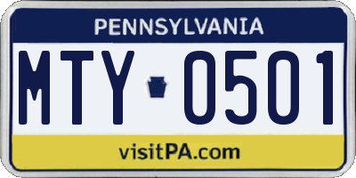 PA license plate MTY0501