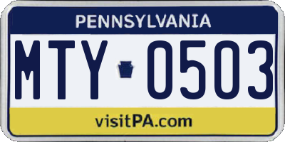 PA license plate MTY0503