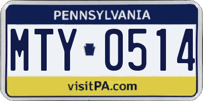 PA license plate MTY0514