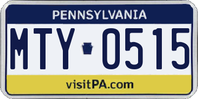PA license plate MTY0515