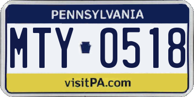 PA license plate MTY0518