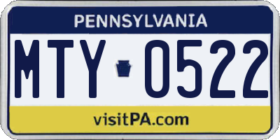 PA license plate MTY0522