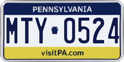 PA license plate MTY0524