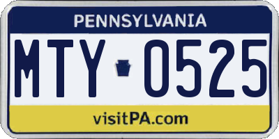 PA license plate MTY0525