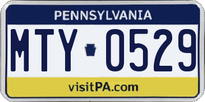 PA license plate MTY0529