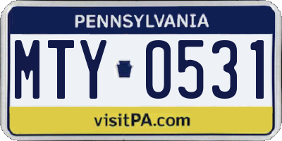 PA license plate MTY0531