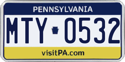 PA license plate MTY0532