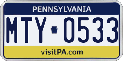 PA license plate MTY0533