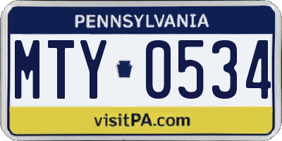 PA license plate MTY0534