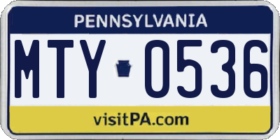 PA license plate MTY0536