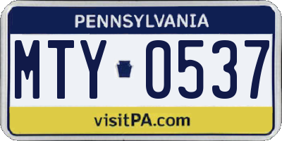 PA license plate MTY0537
