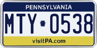 PA license plate MTY0538