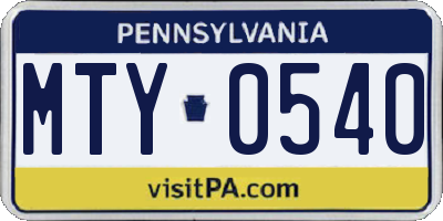 PA license plate MTY0540