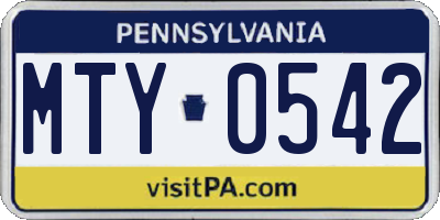 PA license plate MTY0542