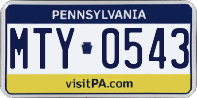 PA license plate MTY0543