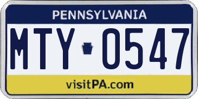 PA license plate MTY0547