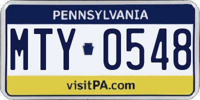 PA license plate MTY0548