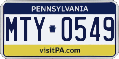 PA license plate MTY0549