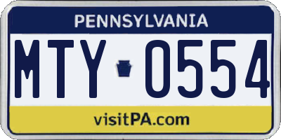 PA license plate MTY0554