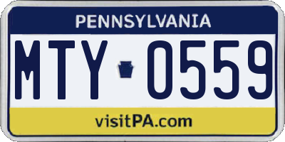 PA license plate MTY0559