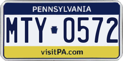 PA license plate MTY0572