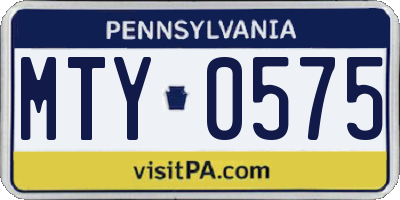PA license plate MTY0575