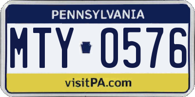 PA license plate MTY0576