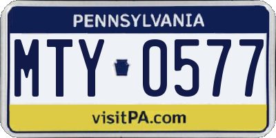 PA license plate MTY0577
