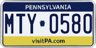 PA license plate MTY0580