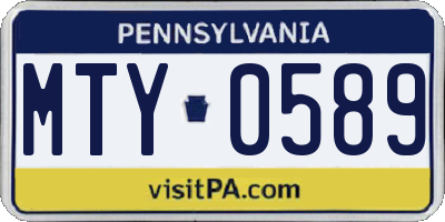 PA license plate MTY0589