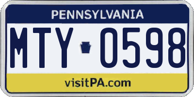 PA license plate MTY0598