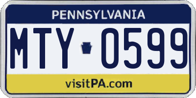 PA license plate MTY0599
