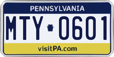 PA license plate MTY0601