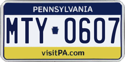 PA license plate MTY0607