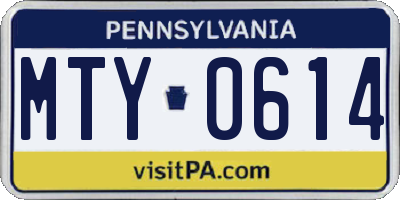 PA license plate MTY0614