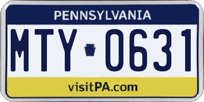 PA license plate MTY0631