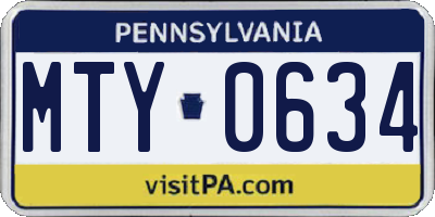 PA license plate MTY0634