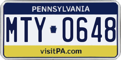 PA license plate MTY0648