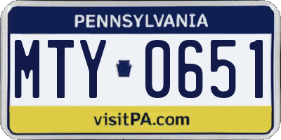 PA license plate MTY0651