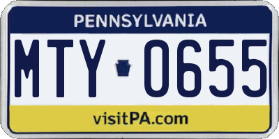 PA license plate MTY0655