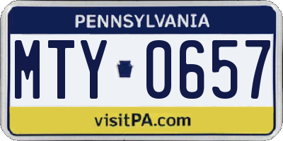 PA license plate MTY0657