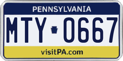 PA license plate MTY0667